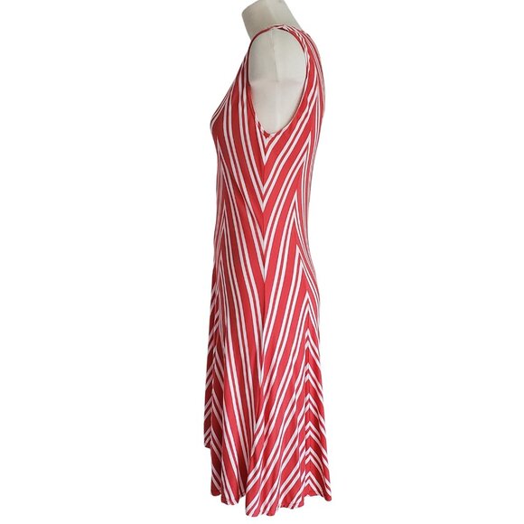 Max Studio Fit & Flare Candy Cane Red & White Stripe Deep V Neck Dress Size S - Picture 5 of 13